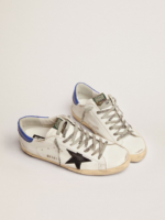 Super-Star sneakers with black snake-print leather star and blue leather heel tab crossreps