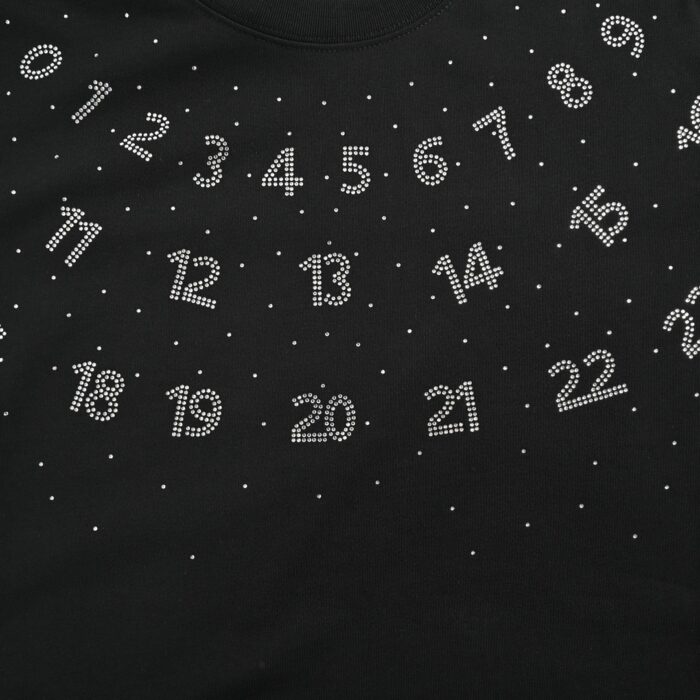 MM6 Numbers Rhinestone Logo T-Shirt crossreps