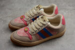 Retro Beige Sneakers with Blue and Red Stripes crossreps