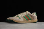 Gucci Screener Leather and Suede Sneaker with Green Heel Tab and Web Stripe crossreps