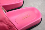 Gucci Pink Leather Slide Sandals with Embossed Logo crossreps