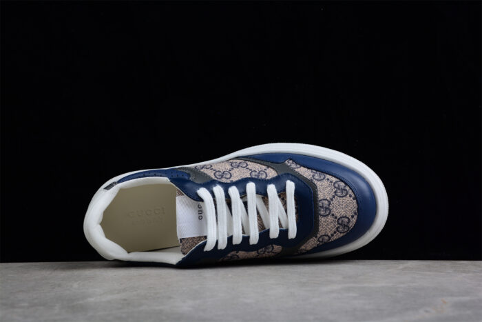 Gucci Basket Sneaker - Navy and Beige GG Monogram crossreps