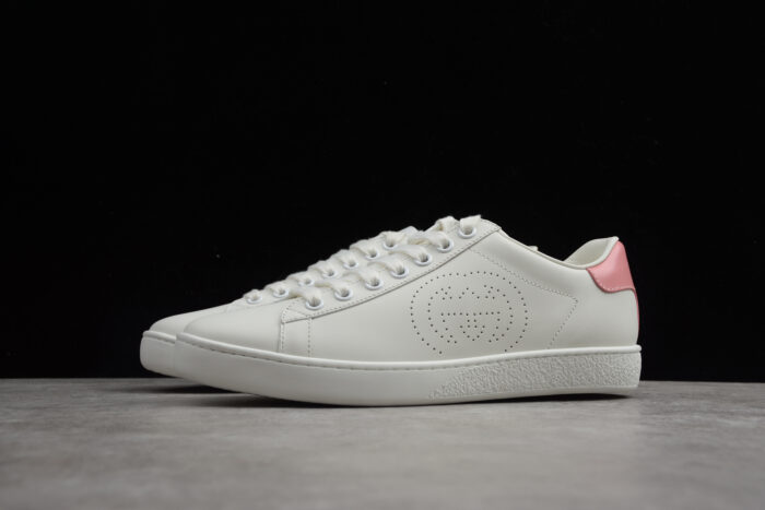 Gucci Ace Leather Sneaker with Pink Heel Tab crossreps