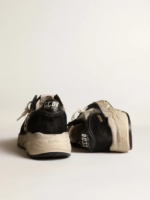 Running Sole sneakers in black nappa leather and suede with white leather star crossreps