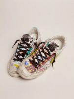 Super-Star sneakers in white leather with multicolored graffiti print crossreps