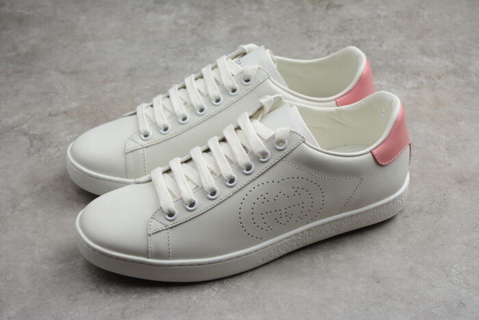 Gucci Ace Leather Sneaker with Pink Heel Tab crossreps