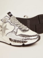 Silver and white Running Sole sneakers crossreps