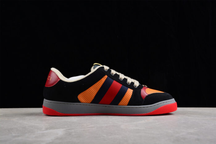 Gucci Low-Top Sneaker with Orange and Red Accents crossreps