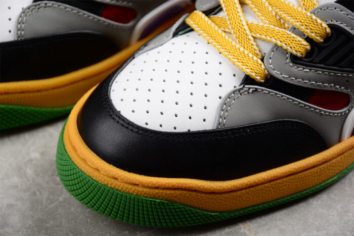 Gucci Multicolor Leather Sneakers with Yellow Laces and Vibrant Soles crossreps