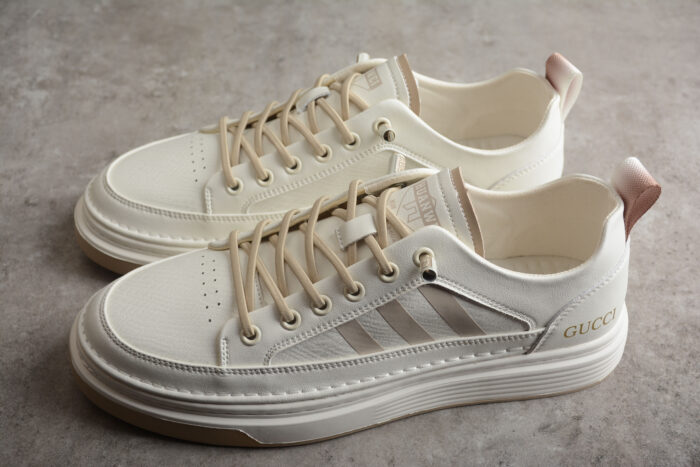 Gucci All-White Minimalist Leather Sneakers crossreps