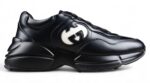 Gucci All-Black Chunky Sole Sneakers with White Interlocking G Logo crossreps