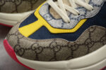 Gucci Rhyton Mixed-Material Sneaker with GG Canvas and Yellow Accents crossreps