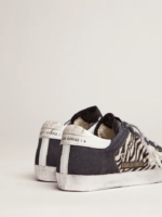 LAB Limited Edition Super-Star sneakers in denim, zebra-print pony skin and suede crossreps