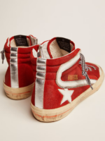 Sneaker Slide Penstar in suede rosso e dettagli bianchi crossreps