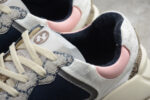 Gucci Rhyton Mixed-Material Sneaker with Pink and Navy Accents crossreps