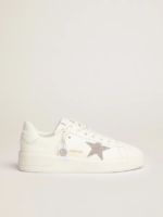 Purestar sneakers in white leather with silver-colored crystal star crossreps