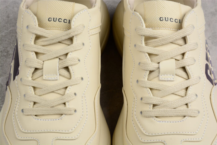 Gucci Rhyton Leather Sneaker with Gum Sole crossreps