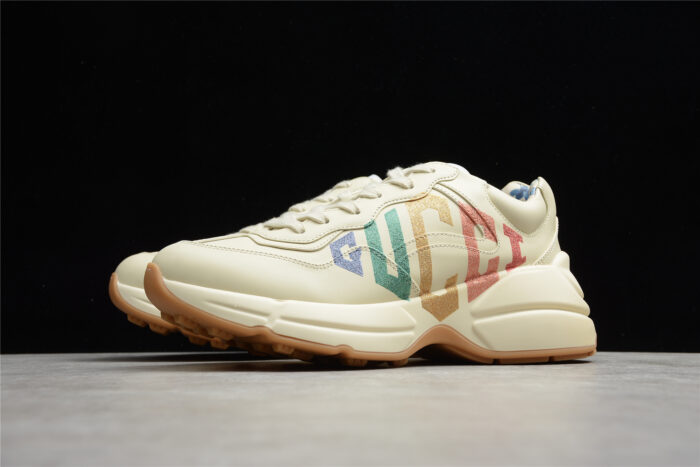 Gucci Rhyton Leather Sneaker with Multicolor Gucci Print crossreps