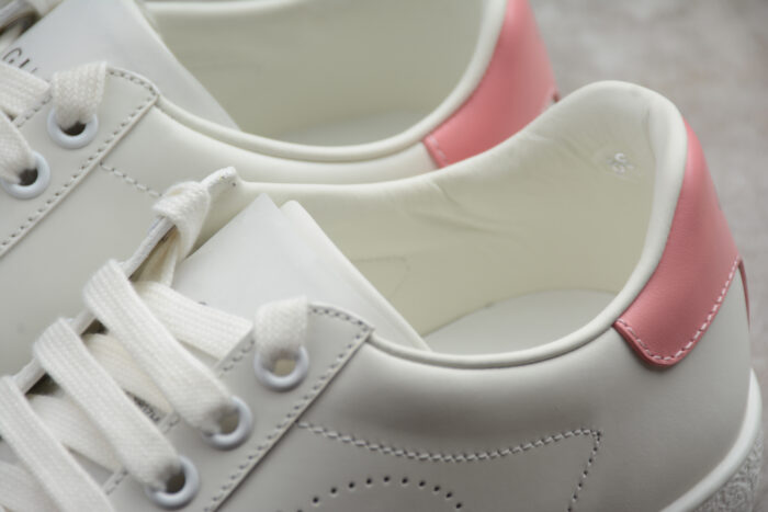 Gucci Ace Leather Sneaker with Pink Heel Tab crossreps