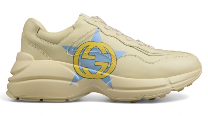 Gucci Rhyton Sneaker with Blue and Yellow Star Logo Print crossreps