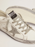 Super-Star sneakers with silver sparkle foxing and metal stud lettering crossreps