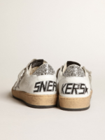 Sneaker Ball Star in nappa bianca con stella e talloncino in glitter argento crossreps