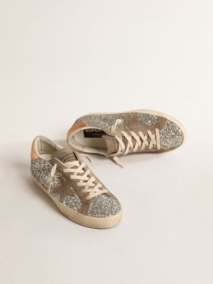 Super-Star in platinum glitter with dove-gray suede star crossreps