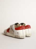 White Superstar sneakers in leather with red star crossreps