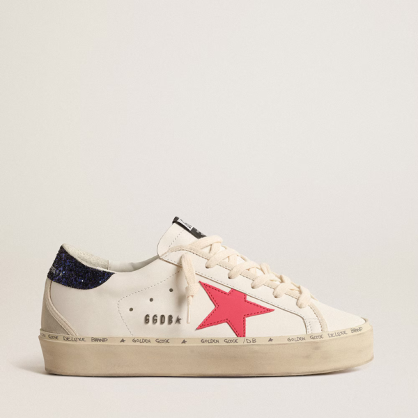 Hi Star with fuchsia leather star and blue glitter heel tab