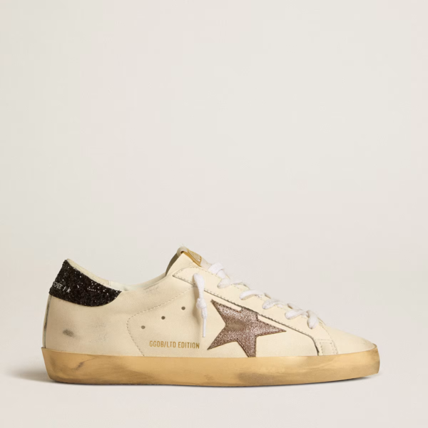 Super-Star LTD with laminated leather star and black glitter heel tab