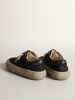 Space-Star shoes in black nylon with black leather star and heel tab