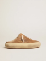 Space-Star Sabot shoes in tobacco-colored suede with shearling lining