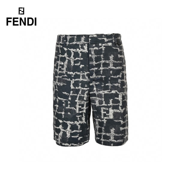 24ss Square Grid FF Logo Flax Tassels Short