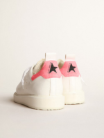 Starter sneakers in white nappa leather with pink suede heel tab