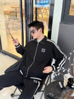 23ss Black and White Braid Sweatpants