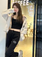 23Fw Classic Series Black and White Embroidery Logo Pants
