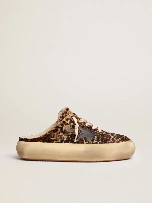 Space-Star Sabot shoes in animal-print pony skin with shearling lining