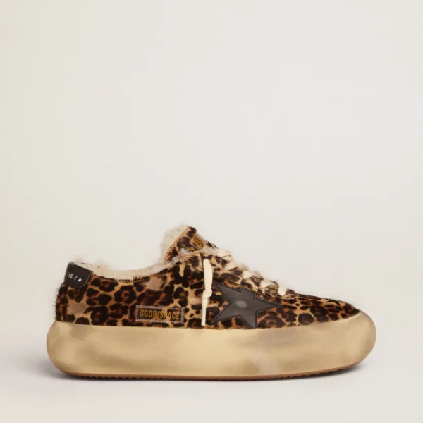 Space-Star shoes in animal-print pony skin with shearling lining