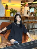 24ss Plaid Neckline Embroidery Logo T-Shirt