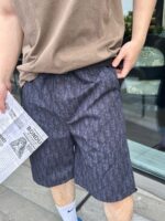 Dark Blue Jacquard Weave Denim Short
