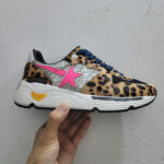 Running Sole sneakers in leopard-print pony skin with glitter inserts