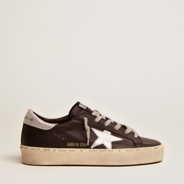 Hi Star sneakers in black leather with silver laminated leather star