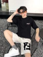 24ss Big Double F Logo Flocking Short