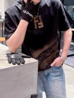 24ss Hand Drawing Gradual Change Color Double F Logo T-Shirt