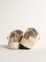 Stardan in ecru nappa leather with gold glitter star and heel tab