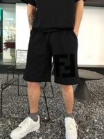24ss Big Double F Logo Flocking Short