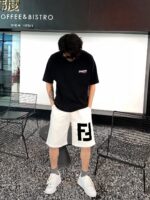 24ss Big Double F Logo Flocking Short