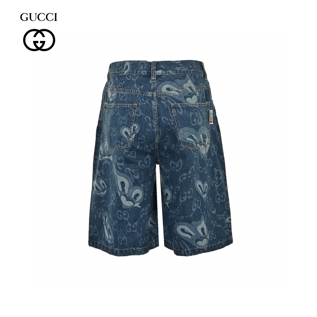 24ss Liquid State Heart Logo Denim Short