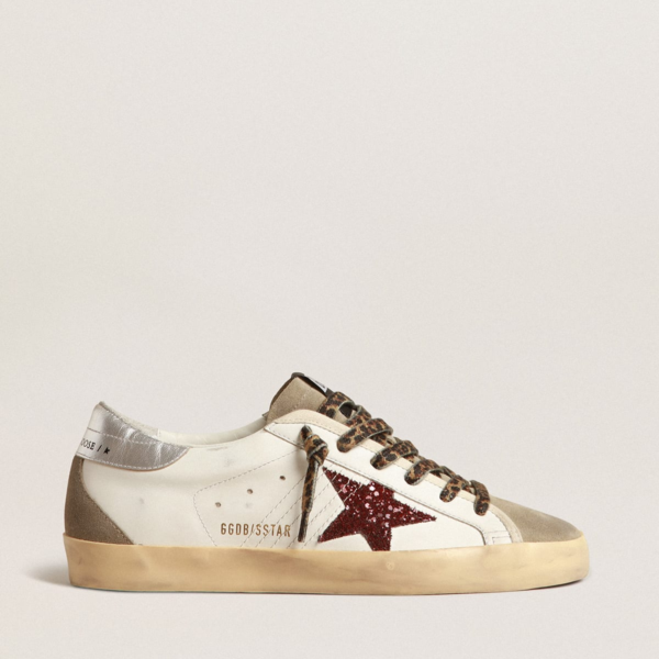 Super-Star with burgundy glitter star and silver heel tab