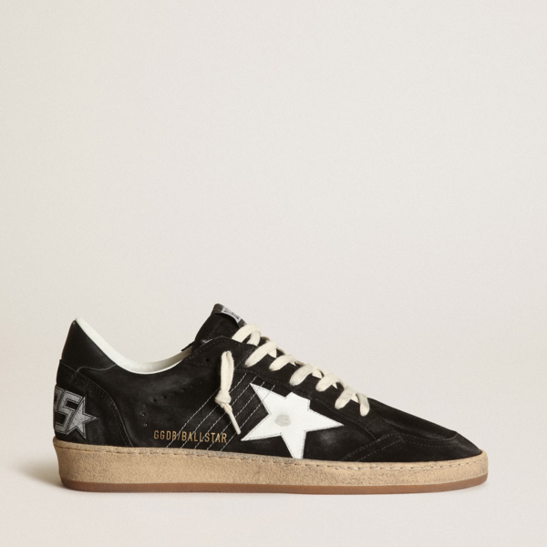 Sneaker Ball Star in nappa bianca con stella e talloncino in glitter argento